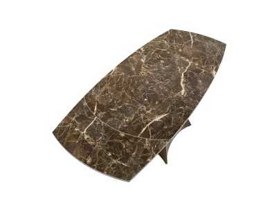 Mesa extensible ovalada con tapa cerámico y base en acero inoxidable - LIVIRIANA
