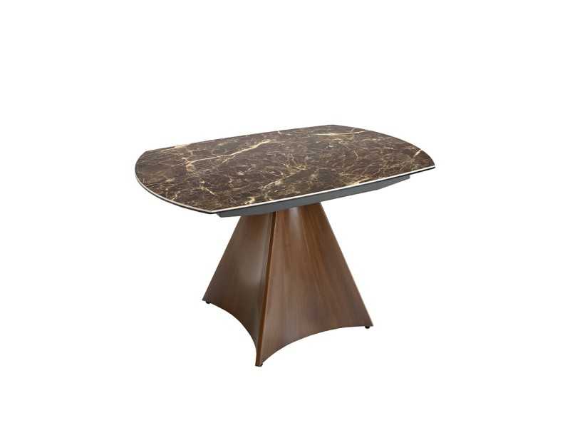 Extendable oval table with ceramic top and stainless steel base - LIVIRIANA