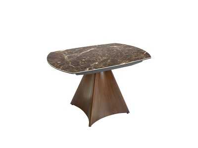 Mesa extensible ovalada con tapa cerámico y base en acero inoxidable - LIVIRIANA