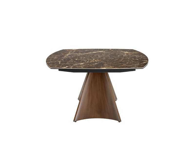 Extendable oval table with ceramic top and stainless steel base - LIVIRIANA