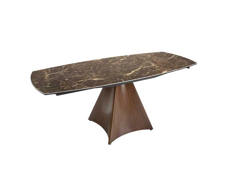 Extendable oval table with ceramic top and stainless steel base - LIVIRIANA