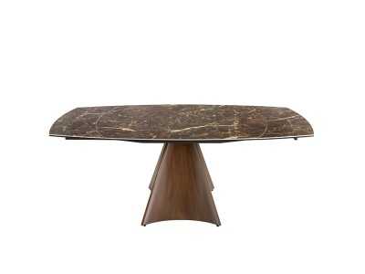 Mesa extensible ovalada con tapa cerámico y base en acero inoxidable - LIVIRIANA
