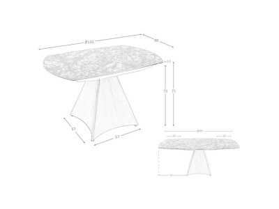 Mesa extensible ovalada con tapa cerámico y base en acero inoxidable - LIVIRIANA