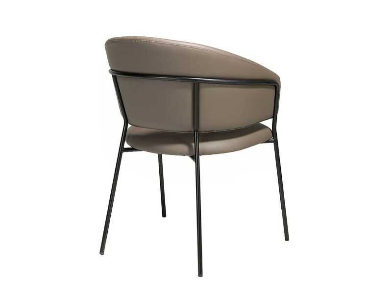 Chaise avec structure en acier inoxydable noir tapissé de cuir synthétique - LIVIRIANA