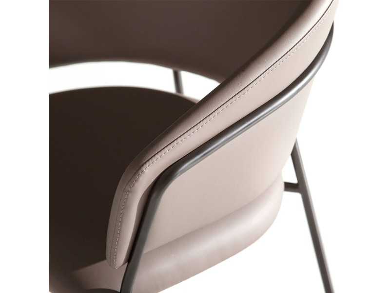 Chair with black stainless steel structure upholstered in synthetic leather - LIVIRIANA