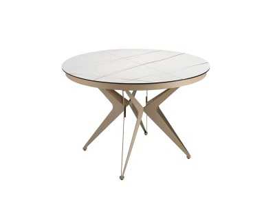 Mesa extensible redonda con tapa cerámica y base en acero lacado - ADELYN