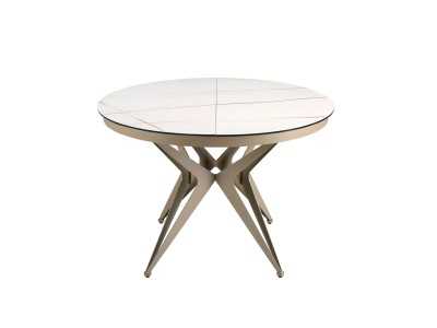 Mesa extensible redonda con tapa cerámica y base en acero lacado - ADELYN
