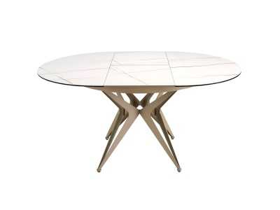 Mesa extensible redonda con tapa cerámica y base en acero lacado - ADELYN