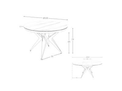 Table ronde extensible avec plateau en céramique et piètement en acier inoxydable - ADELYN