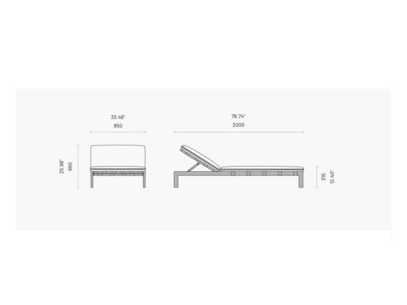 Upholstered outdoor chaise longue - BORA