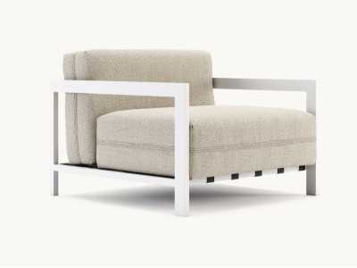 Sillón de exterior tapizado con estructura en acero inoxidable - BORA