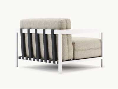 Sillón de exterior tapizado con estructura en acero inoxidable - BORA
