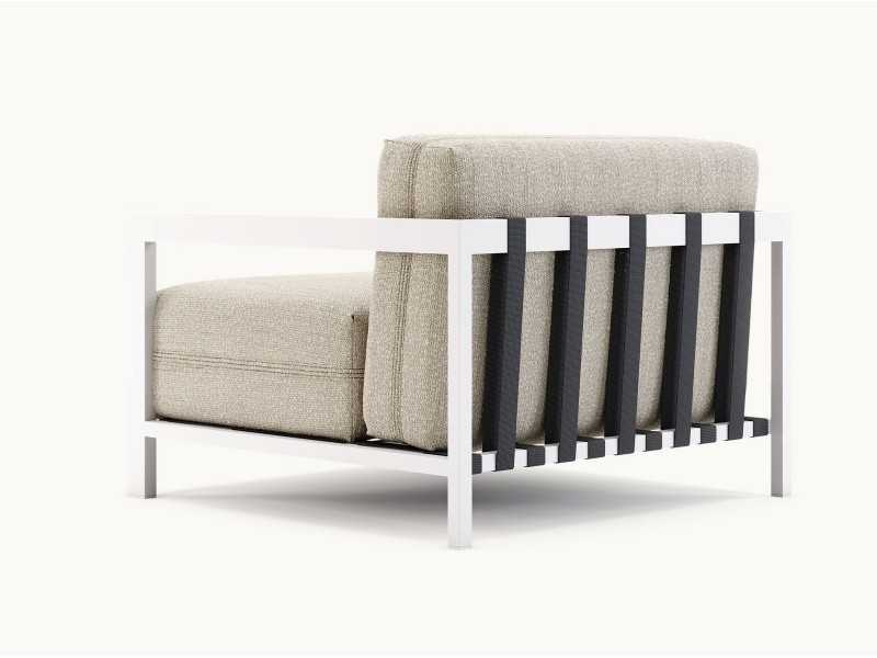 Upholstered outdoor armchair with stainless steel structure - BORA