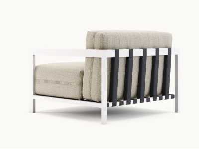 Sillón de exterior tapizado con estructura en acero inoxidable - BORA