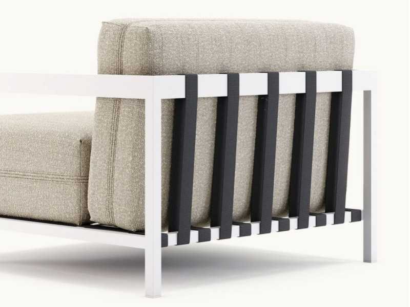 Upholstered outdoor armchair with stainless steel structure - BORA