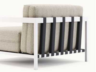 Sillón de exterior tapizado con estructura en acero inoxidable - BORA