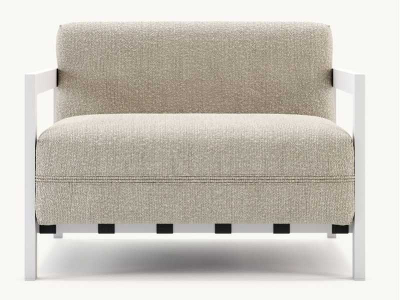Upholstered outdoor armchair with stainless steel structure - BORA