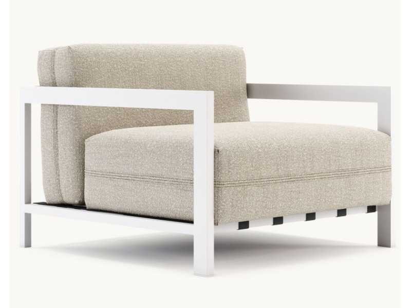 Upholstered outdoor armchair with stainless steel structure - BORA