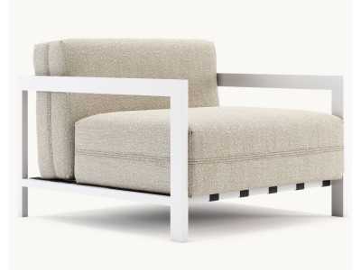 Sillón de exterior tapizado con estructura en acero inoxidable - BORA