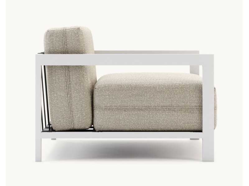 Upholstered outdoor armchair with stainless steel structure - BORA