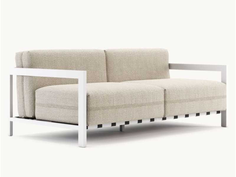 Upholstered outdoor sofa with stainless steel structure - BORA