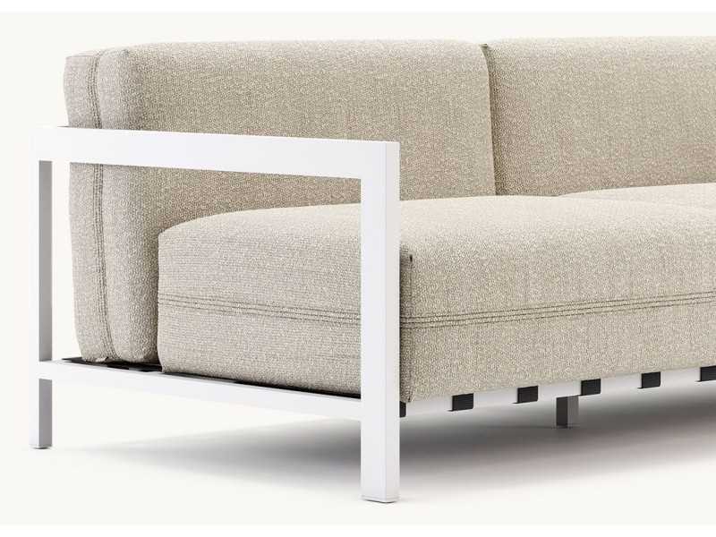 Upholstered outdoor sofa with stainless steel structure - BORA