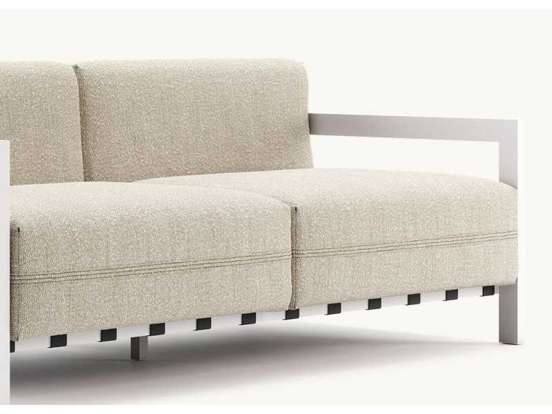 Upholstered outdoor sofa with stainless steel structure - BORA