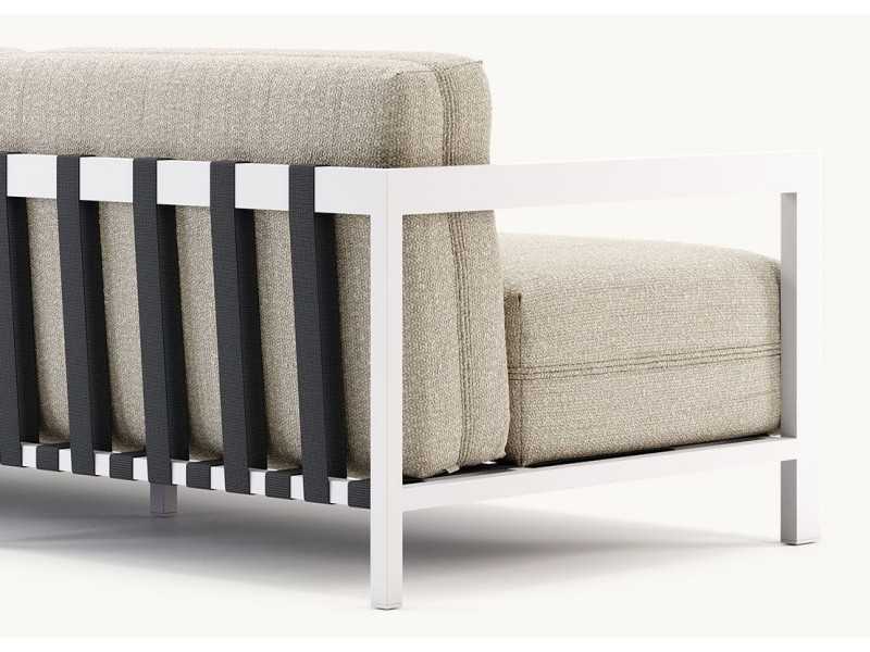 Upholstered outdoor sofa with stainless steel structure - BORA
