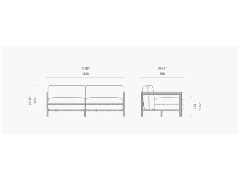 Upholstered outdoor sofa with stainless steel structure - BORA