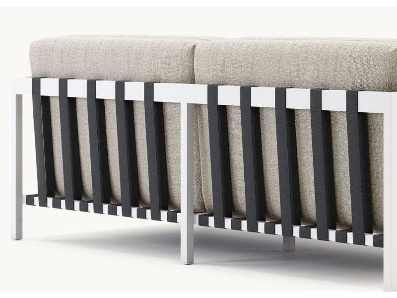 Upholstered outdoor sofa with stainless steel structure - BORA