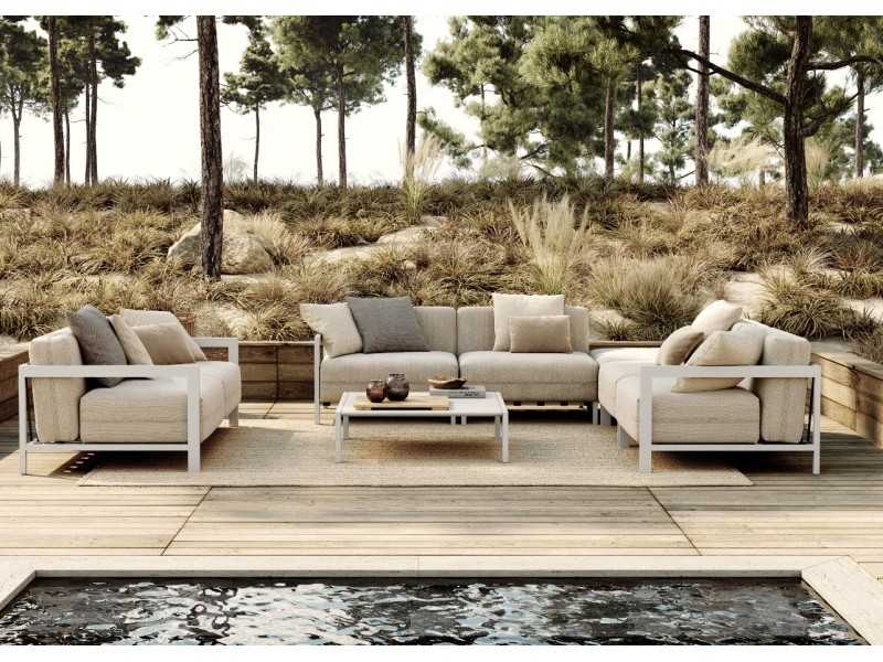 Upholstered outdoor sofa with stainless steel structure - BORA