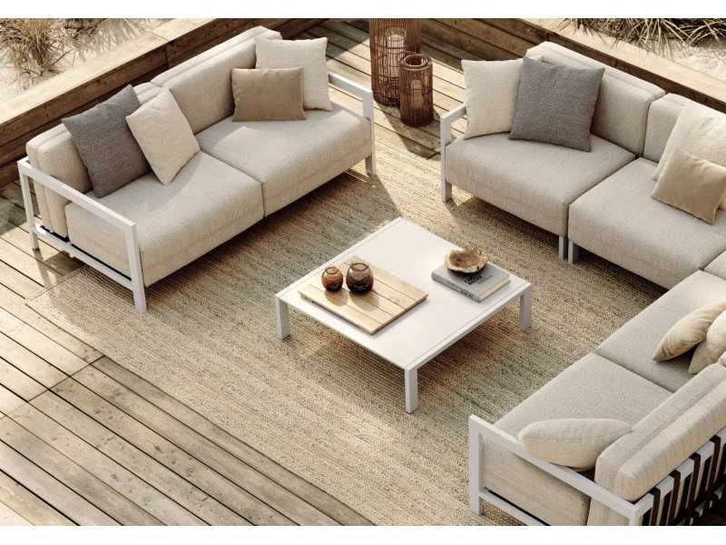 Upholstered outdoor sofa with stainless steel structure - BORA