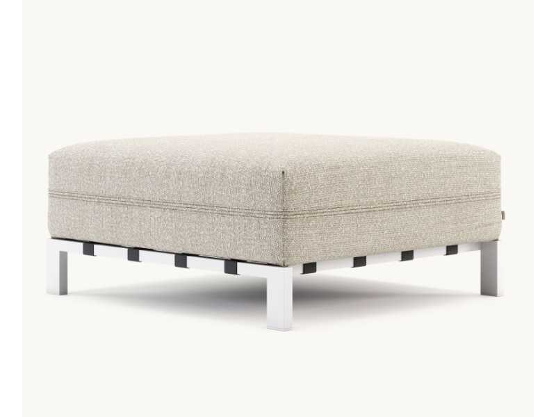 Upholstered outdoor pouff with stainless steel structure - BORA