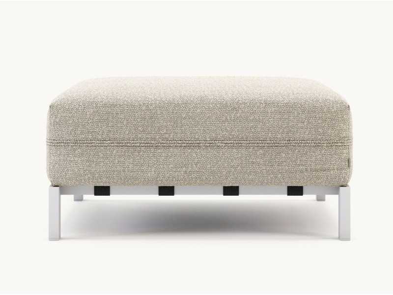 Upholstered outdoor pouff with stainless steel structure - BORA