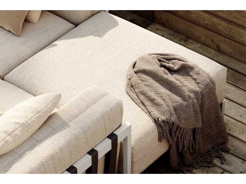 Upholstered outdoor pouff with stainless steel structure - BORA