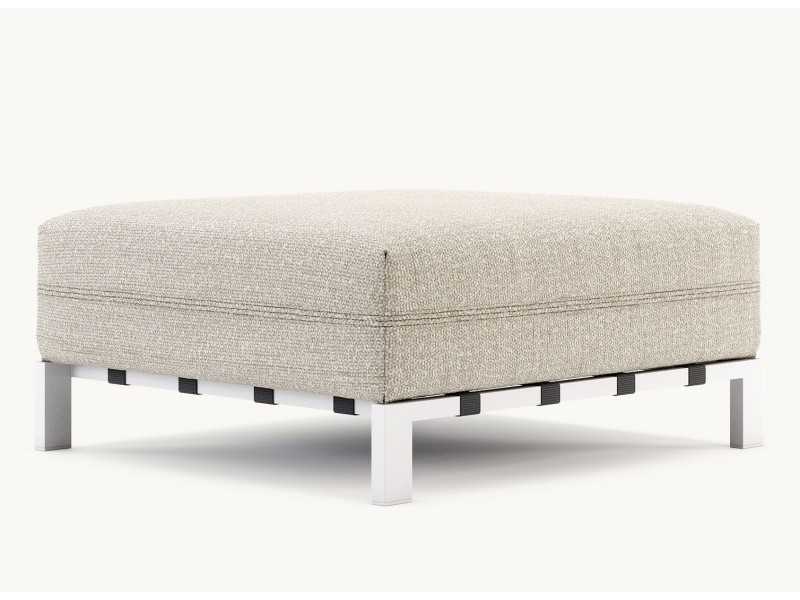 Upholstered outdoor pouff with stainless steel structure - BORA