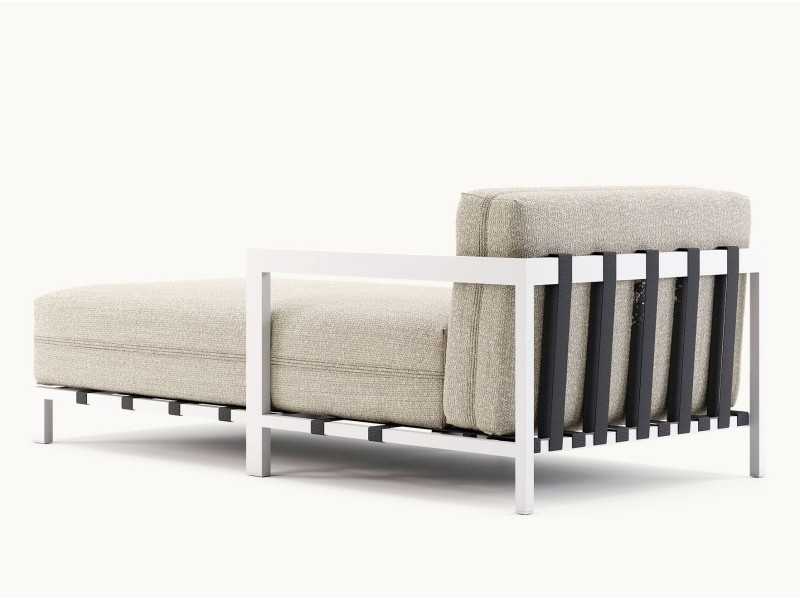 Upholstered outdoor chaise longue with stainless steel structure - BORA