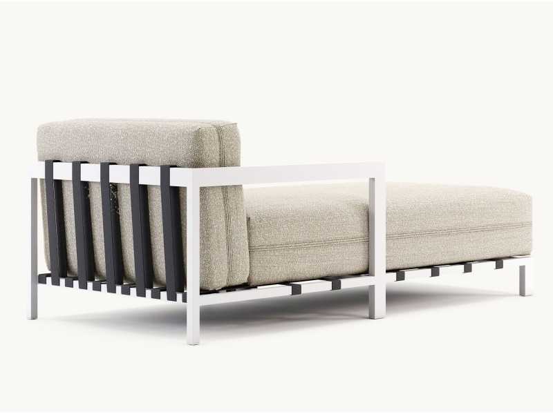 Upholstered outdoor chaise longue with stainless steel structure - BORA