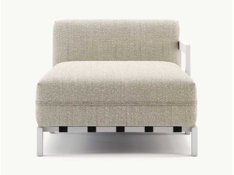 Upholstered outdoor chaise longue with stainless steel structure - BORA