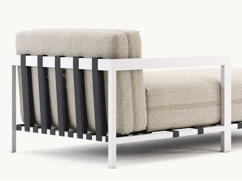 Upholstered outdoor chaise longue with stainless steel structure - BORA