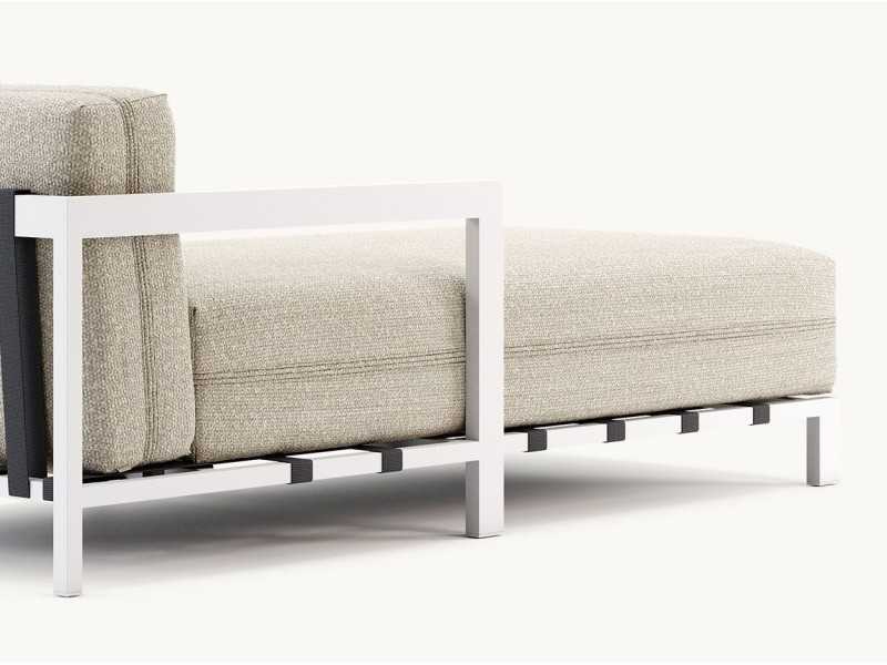 Upholstered outdoor chaise longue with stainless steel structure - BORA