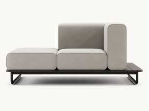 Upholstered outdoor chaise longue with stainless steel structure - BALI