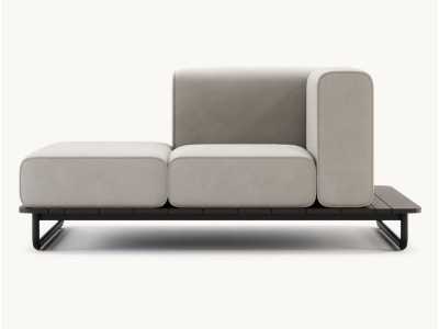 Chaise longue d'extérieur tapissé avec structure en acier inoxydable - BALI