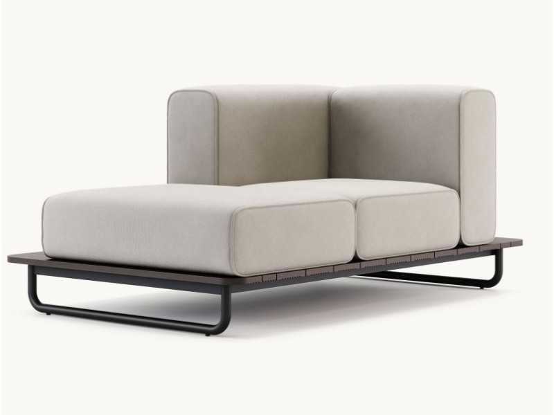 Chaise longue d'extérieur tapissé avec structure en acier inoxydable - BALI