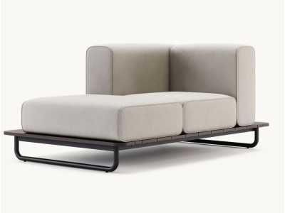Chaise longue d'extérieur tapissé avec structure en acier inoxydable - BALI