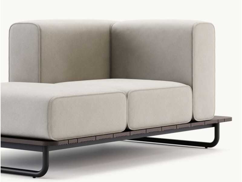 Upholstered outdoor chaise longue with stainless steel structure - BALI