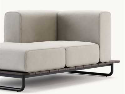 Chaise longue d'extérieur tapissé avec structure en acier inoxydable - BALI