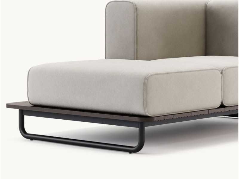 Upholstered outdoor chaise longue with stainless steel structure - BALI