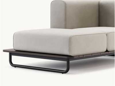 Chaise longue d'extérieur tapissé avec structure en acier inoxydable - BALI
