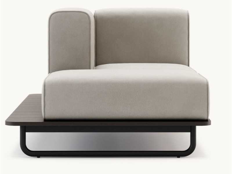Upholstered outdoor chaise longue with stainless steel structure - BALI